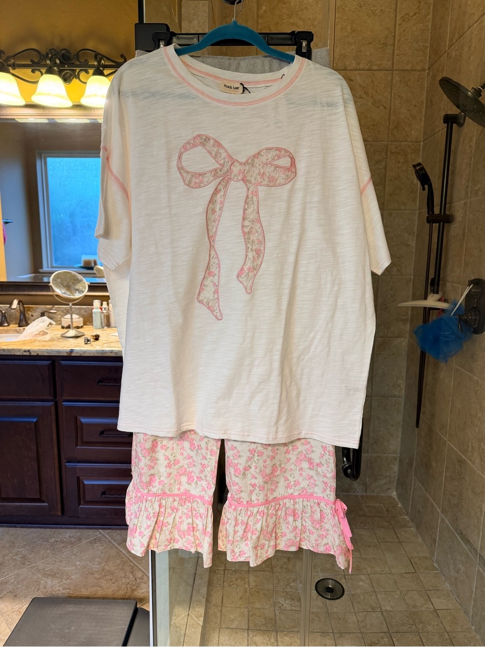 NWT Peach Tree California Pink Rosette Lounge Set - 2 Pieces - Picture 11 of 14